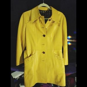 Yellow leather trench